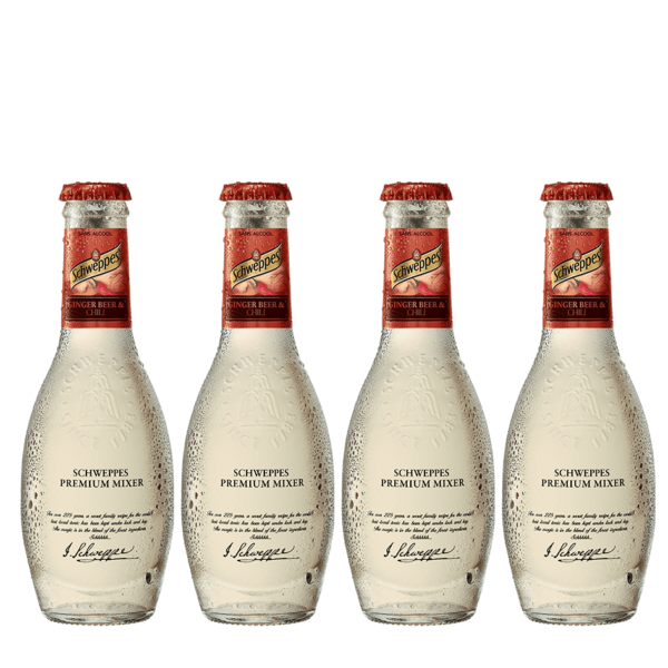 Schweppes Premium Original Ginger Beer & Chili bottles